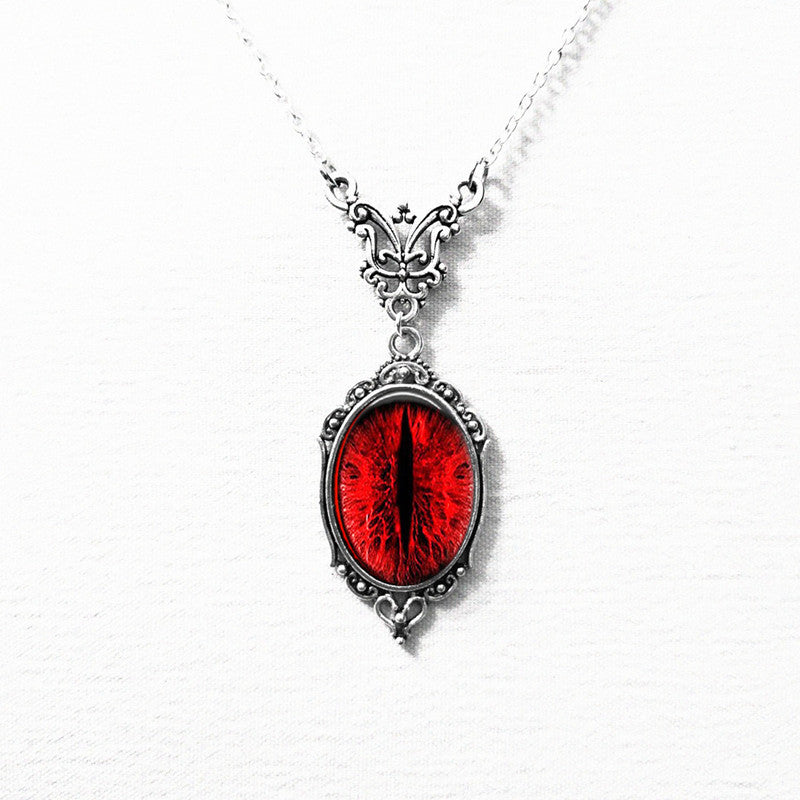 Wholesale gothic blood cat's eye charm necklace vampire relief retro choke