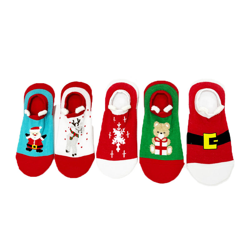 Wholesale Autumn and Winter New Christmas Christmas Stockings Cartoon Version Anti-slip Cute Red Socks