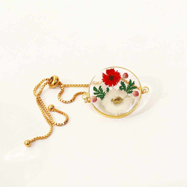 Wholesale 6pcs Small Daisy Preserved Flower Resin Bracelet