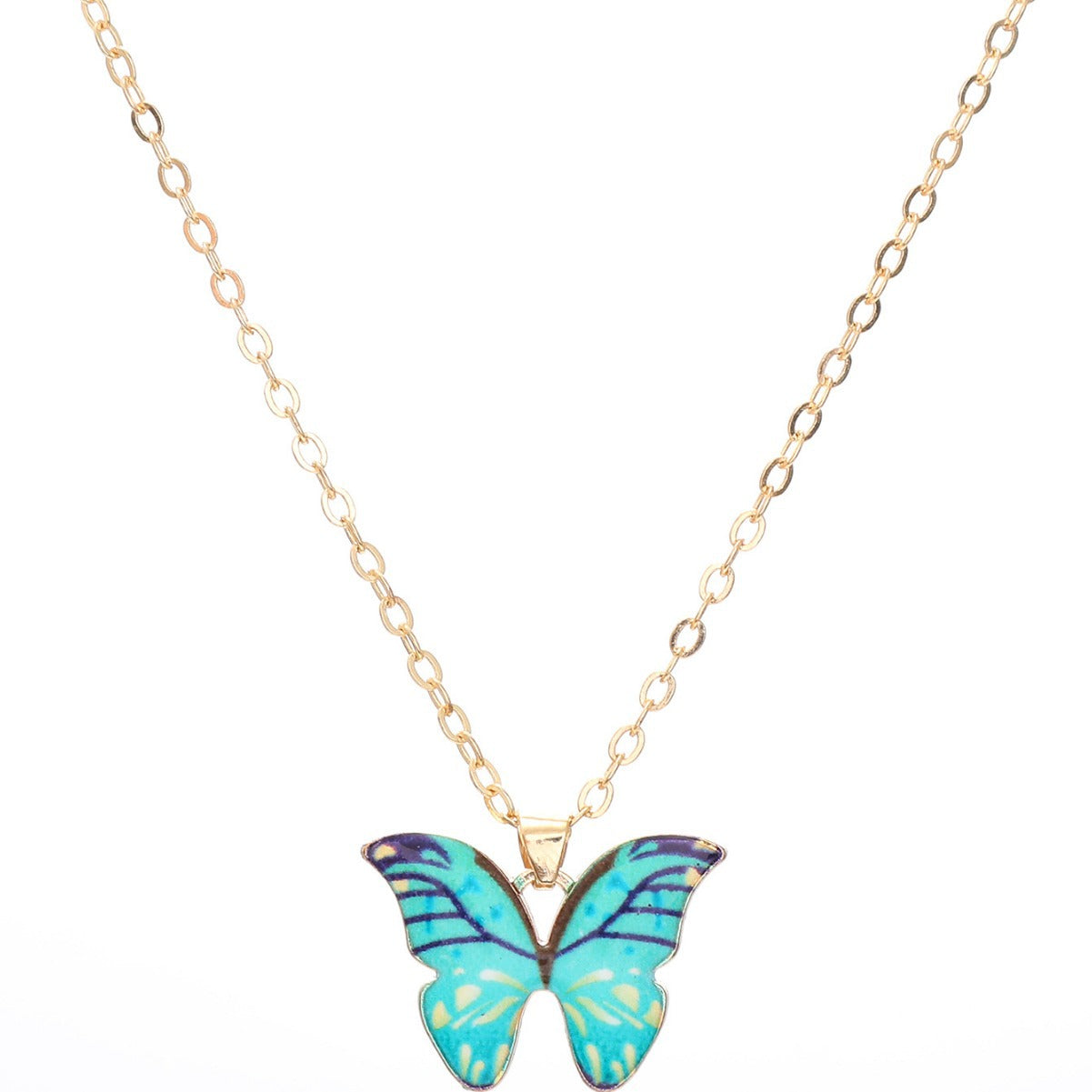 Wholesale New Three-piece Summer Beach-inspired Coloured Butterfly Gold Chain