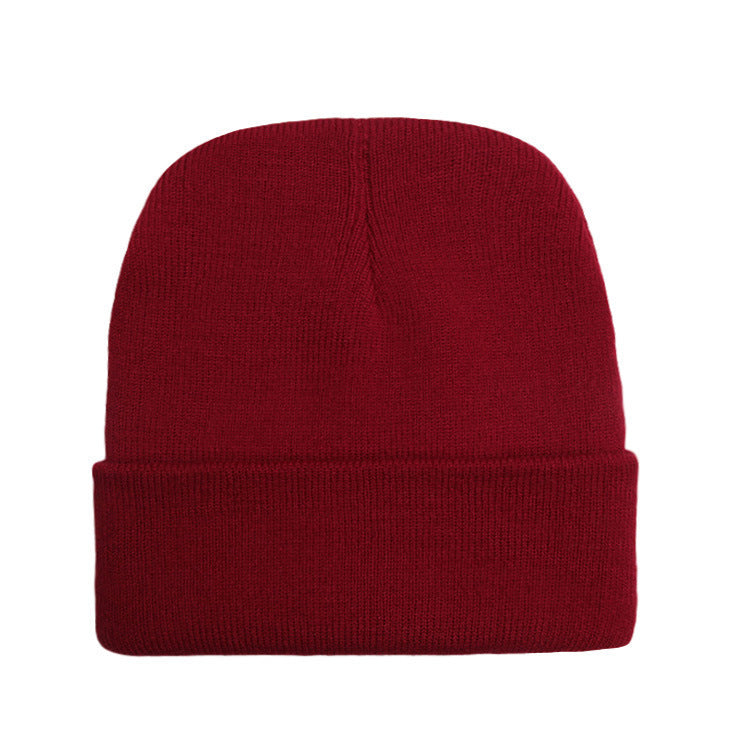 Wholesale Acrylic plain solid color embroidered beanie windproof earmuffs warm knitted beanie to keep out the cold