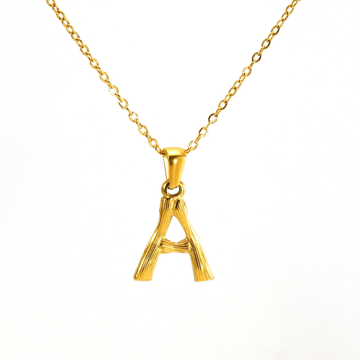 Wholesale Stainless Steel Plated 18K Bamboo Letter Necklace