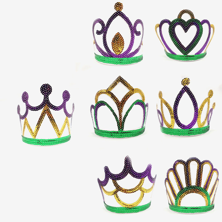 Wholesale Carnival Sequins Colorful Sequins Crown Tiara Prom Party Decoration Crown
