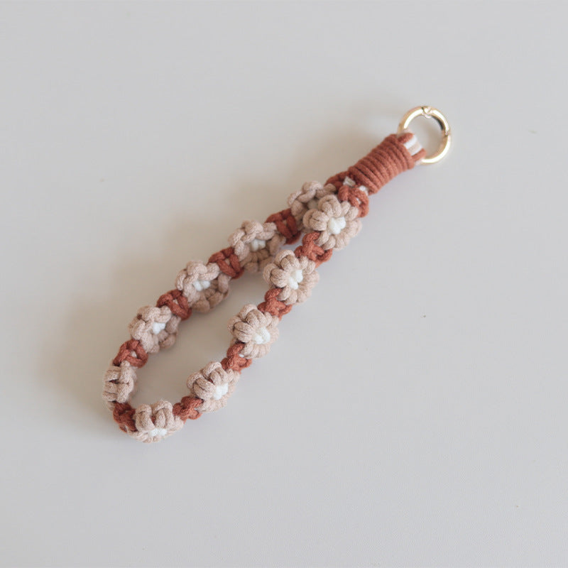 Wholesale Handwoven Daisy Flower Cotton Rope Keychain