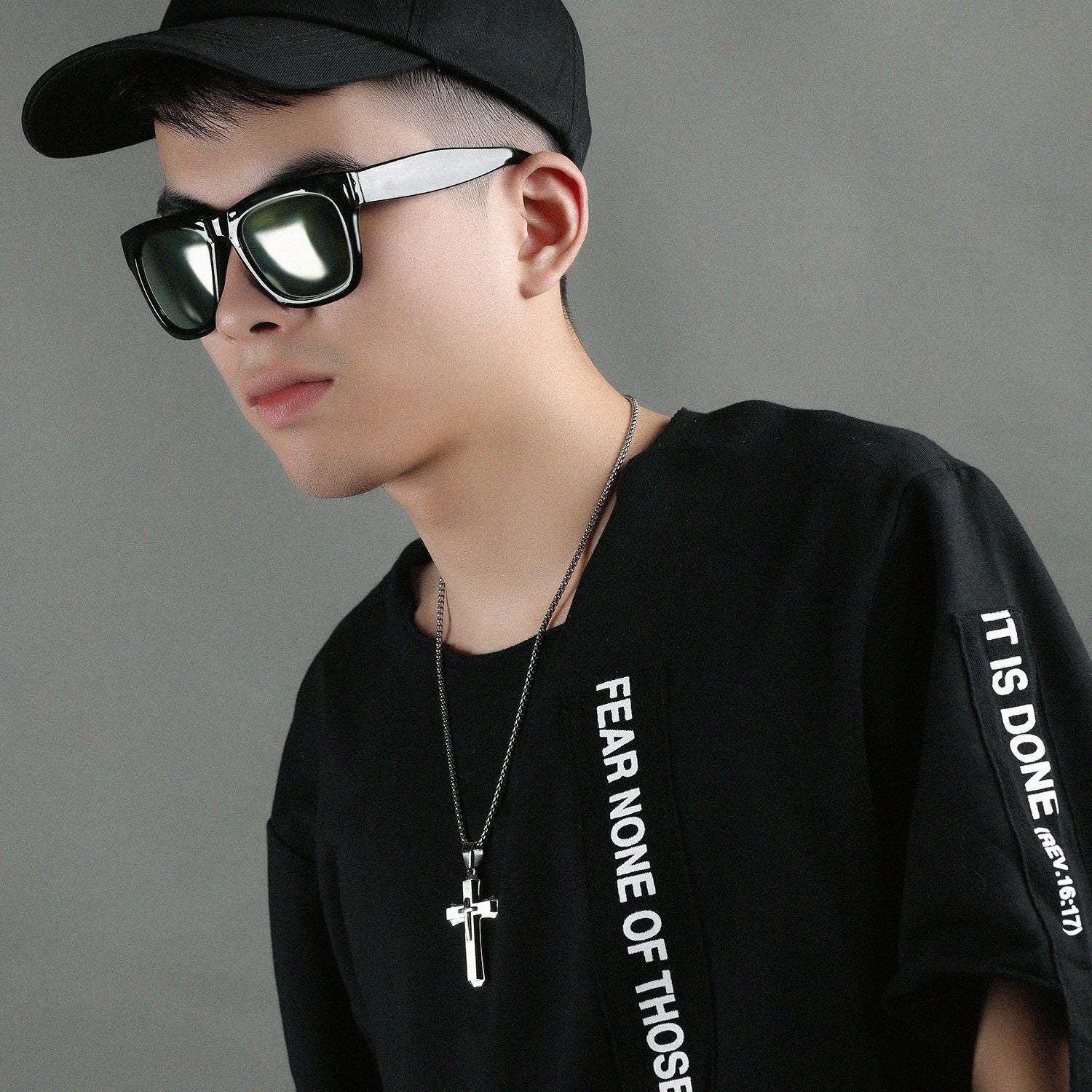 Wholesale Vintage Three-layer Cross Titanium Steel Necklace