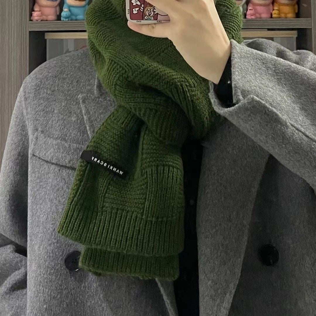 Wholesale Stripe Solid Color Label Winter Warm Knitted Arctic Velvet Scarves