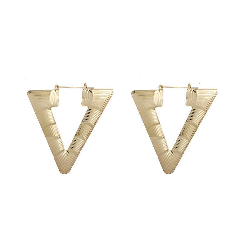 Wholesale Triangle Irregular Metal Slub Copper Earrings