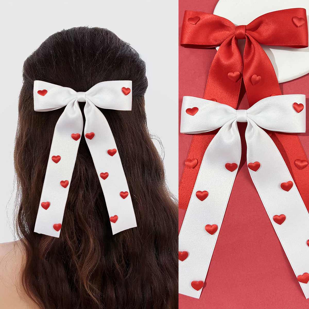 Wholesale Valentine's Day Red Love Bow Ribbon Sweet Girl Cute Back  Fashion Hair Accessories