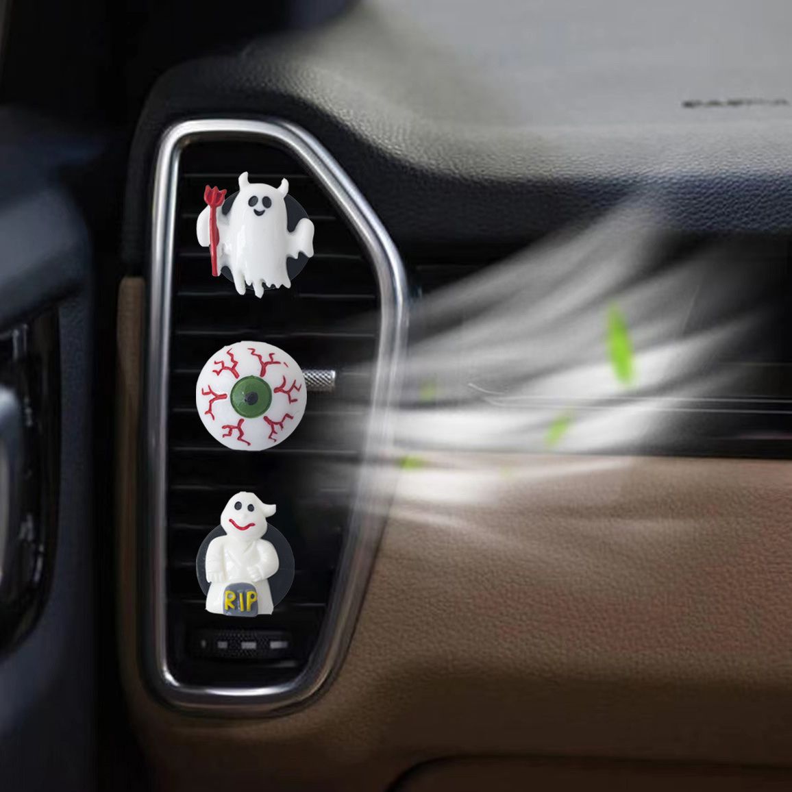 Wholesale Resin Skull Ghost Perfume Clip for Halloween Vehicles