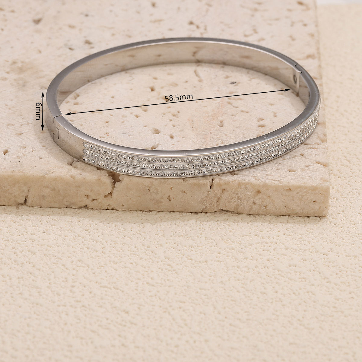 Wholesale Stainless Steel Slim Waist Bracelet with Diamond Inlay