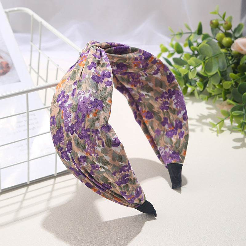 Wholesale  Printed Headband South Korea Dongdaemun Hair Accessories Fabric Floral Headband Hair Card for Women