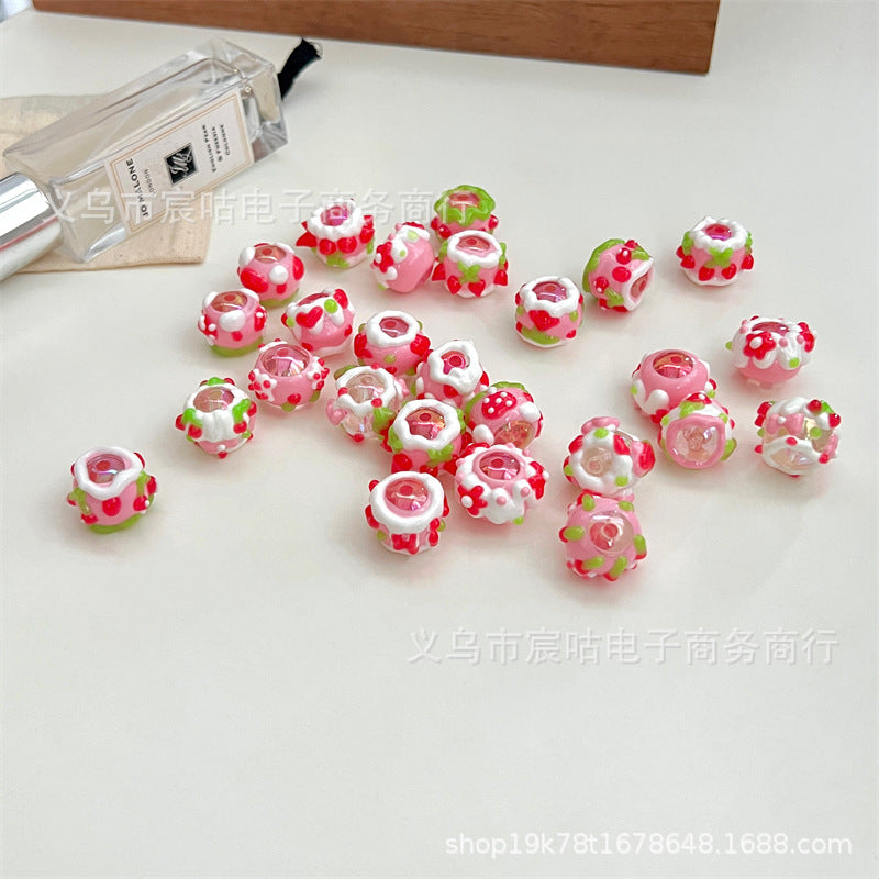 Wholesale 10pcs Pink cute round shape Acrylic Beads