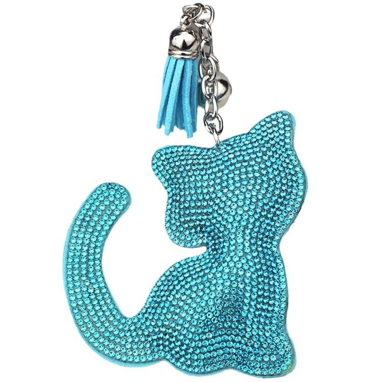 Wholesale  Velvet Diamond Loving Cat Cute Keychain Tassel Small Gift Creative Keychain