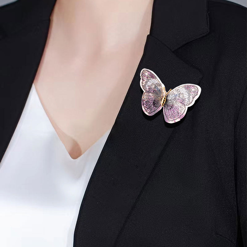 Wholesale Embroidered Butterfly Alloy Brooch