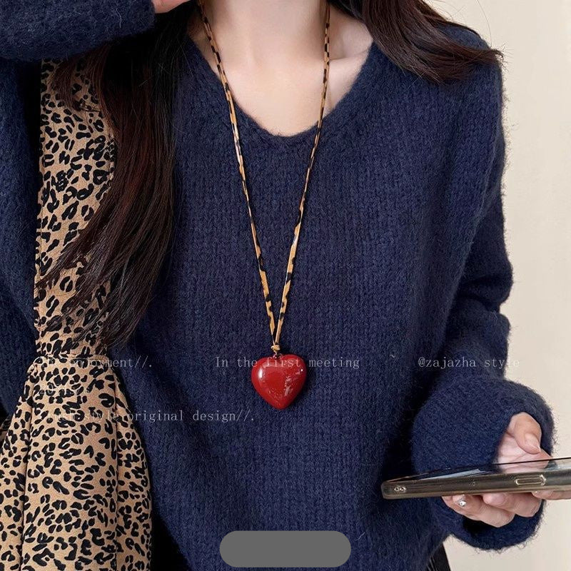 Wholesale Red M bean balloon dog pendant necklace