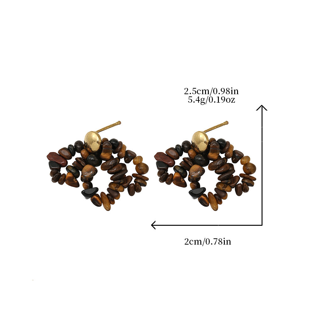 Wholesale Amber flowing light ethnic style natural stone long earrings