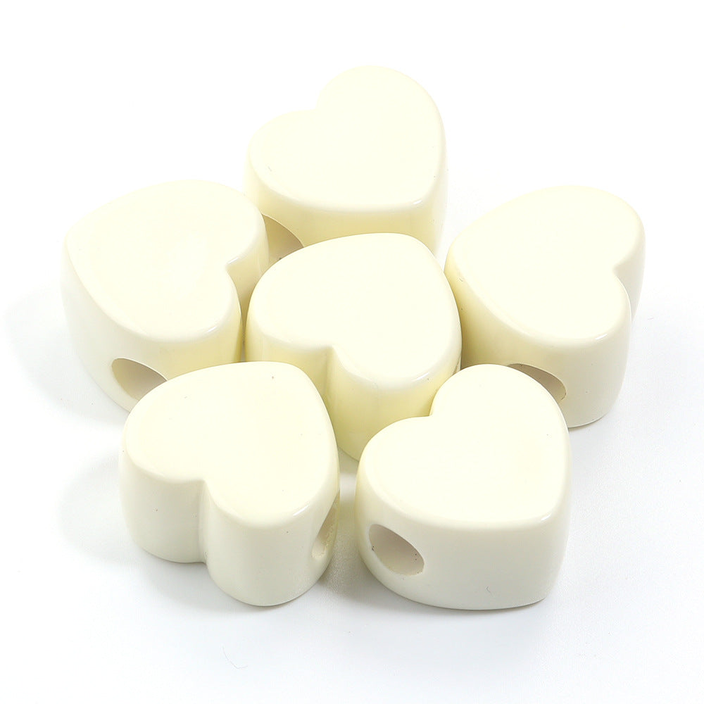 Wholesale 6pcs Acrylic Macaron Color Peach Heart DIY Beads