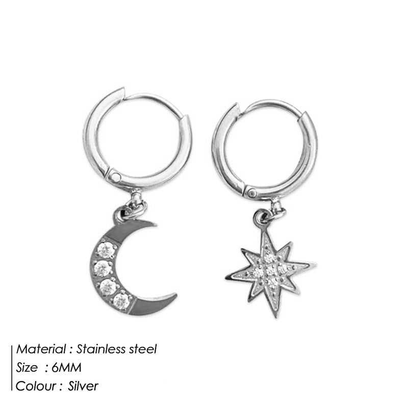 Wholesale Star Moon Stainless Steel Earrings