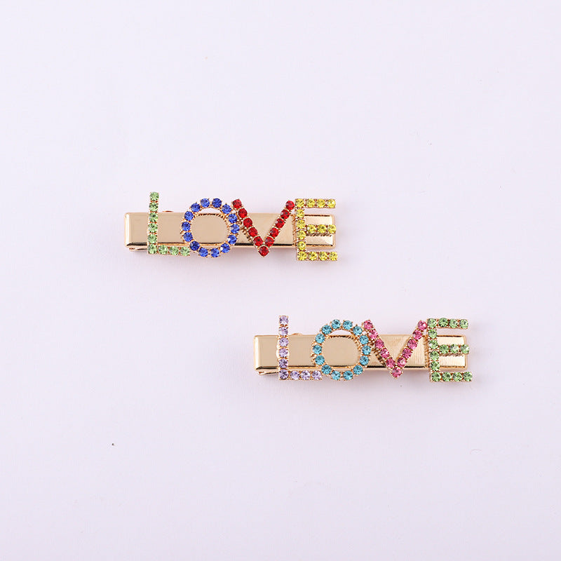 Wholesale Valentine's Day LOVE Colorful Full Diamond Hair Clips