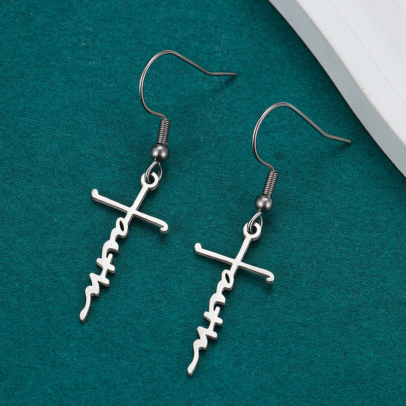 Wholesale Stainless steel cross heart long ear hooks