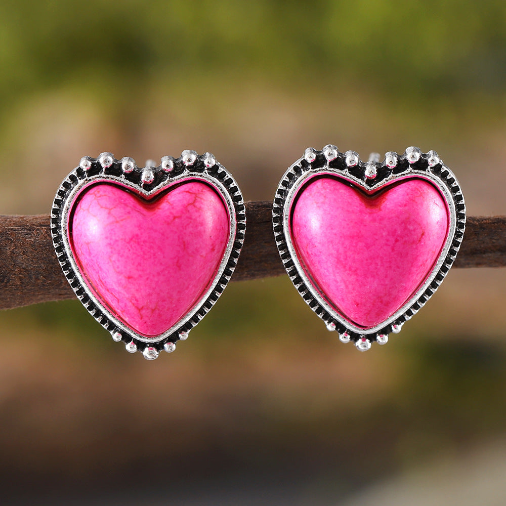 Wholesale Heart-shaped turquoise earrings