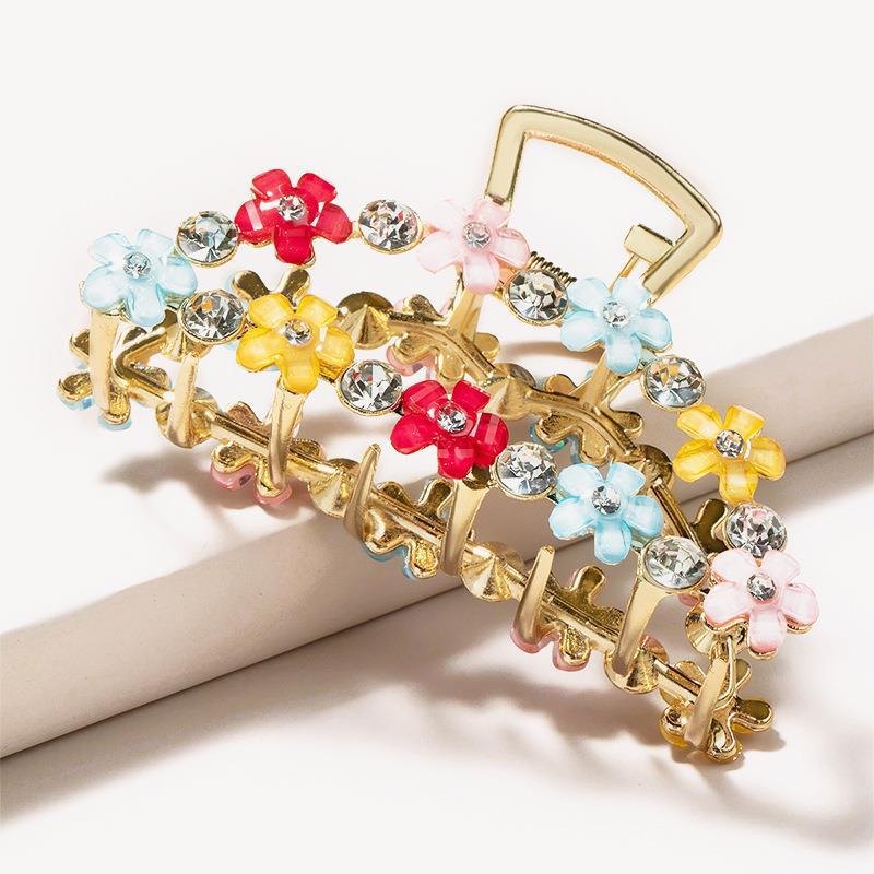 Wholesale Alloy Colored Flower Rhinestone Hair Clips