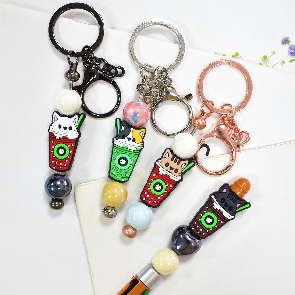 Wholesale Random 100pcs/pack    Milk Tea Cartoon Charcoal Beads  Focal Beads