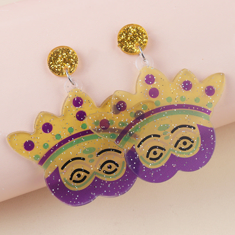 Wholesale Carnival water-saving droplet shaped acrylic tassel earrings