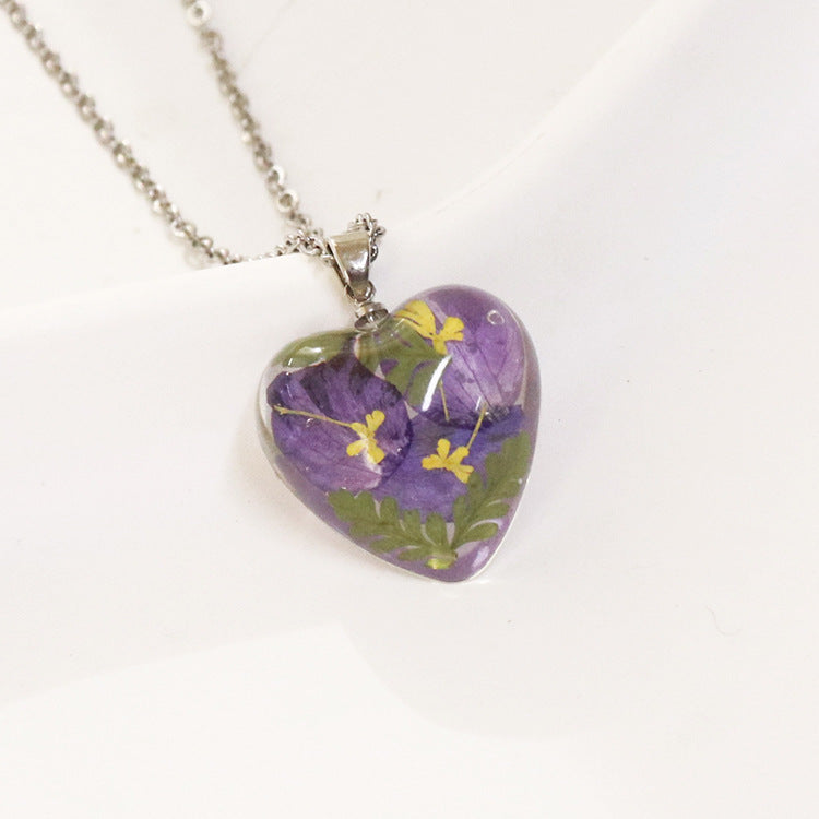 Wholesale 6pcs Monthly Everlasting Flower Resin Epoxy Love Pendant Necklace