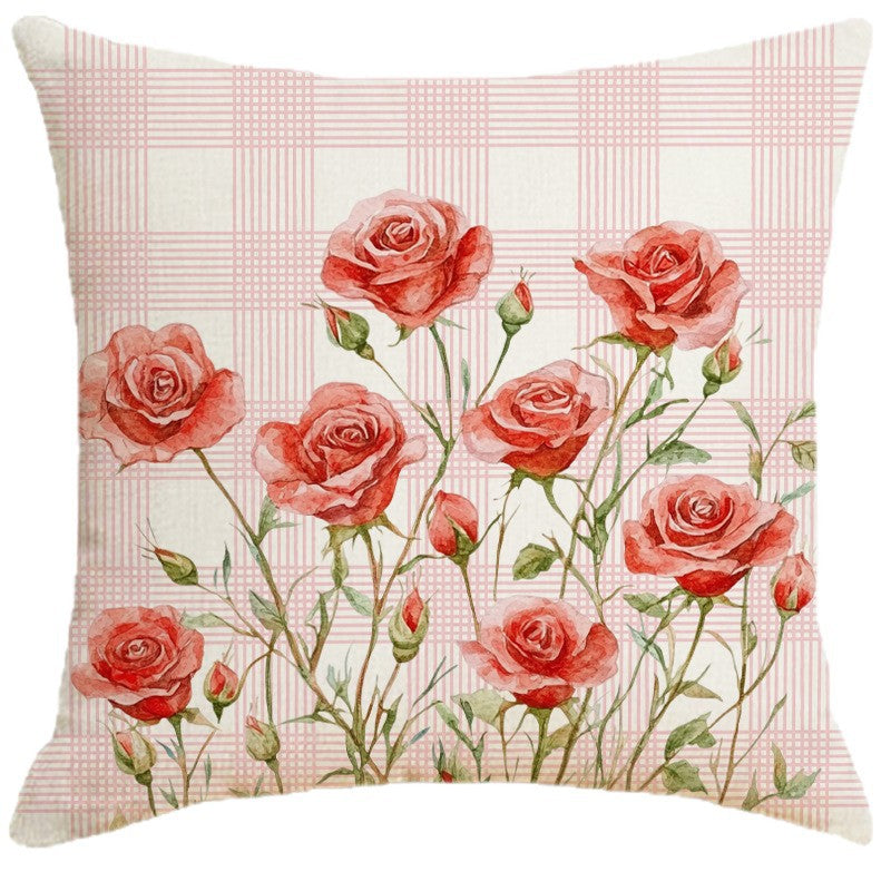 Wholesale  Pink With Printed Versatile Linen Material Valentine' s Day  Pillow Cover