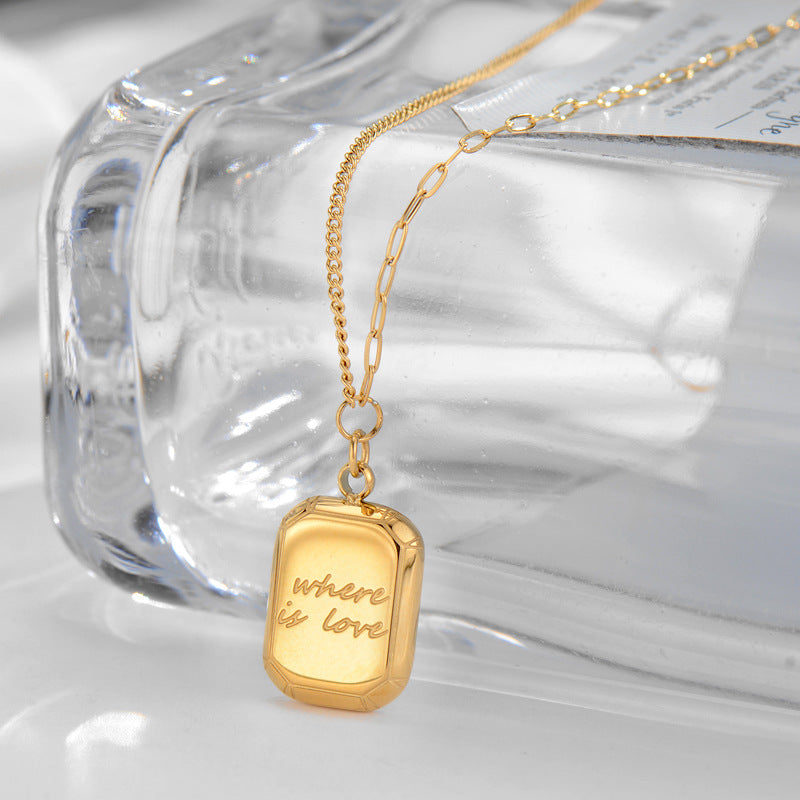 Wholesale Chocolate Sugar Cube Gold Plated Titanium Steel Necklace Clavicle Chain