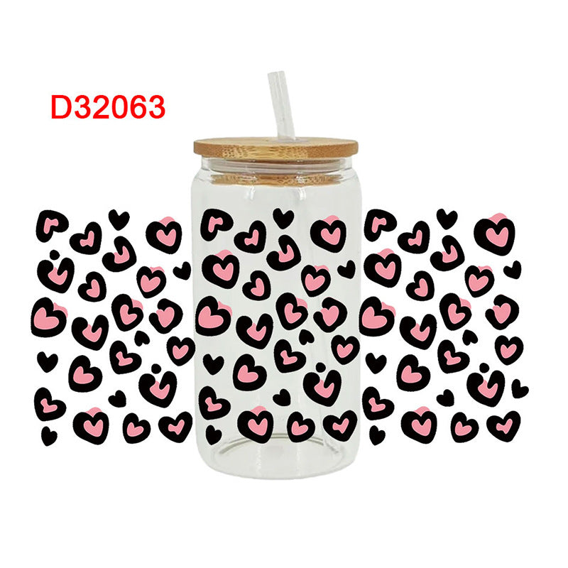 Wholesale Black textured pattern 16oz Cup UV DTF Wraps