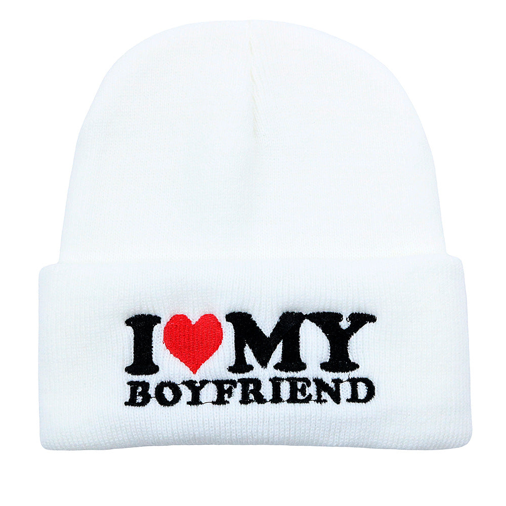 Wholesale Valentine's Day I Love My Girlfriend Knitted Hats Embroidered Woolen Hats