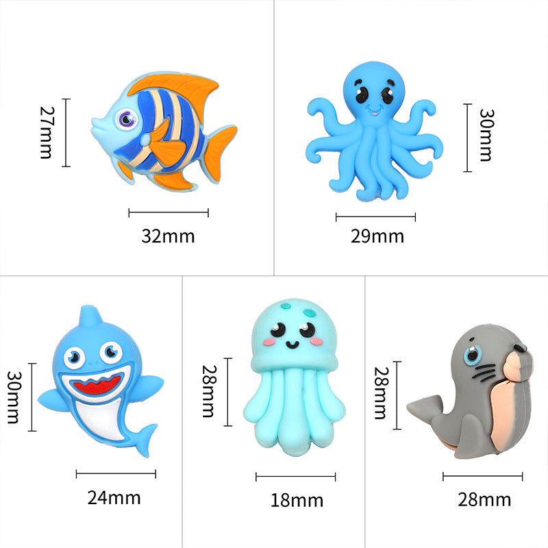 Wholesale 5pcs Marine Animal Rubber Accessories Loose Beads