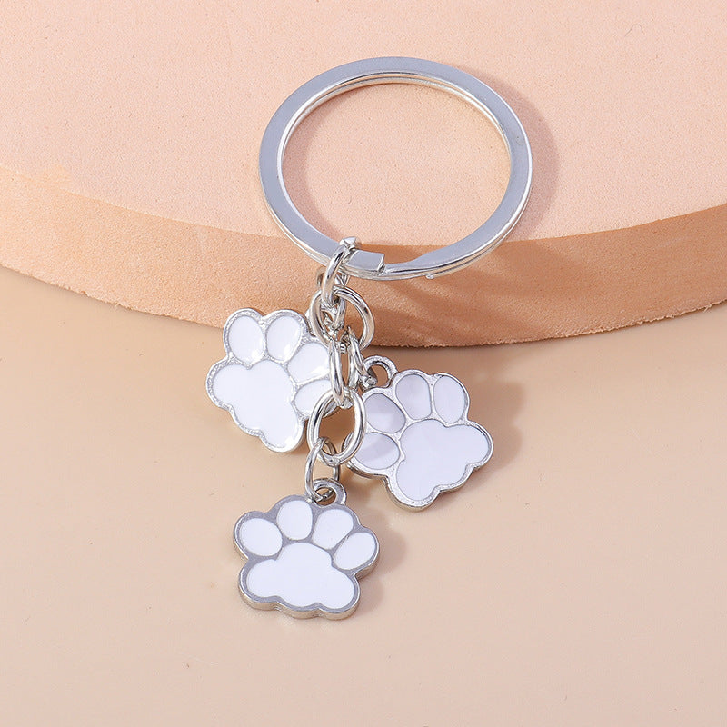 Wholesale Cartoon Cute Three Dogs Paw Print Keychain