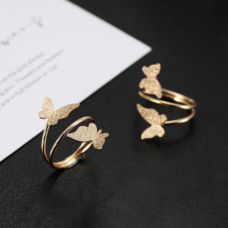 Wholesale two-color butterfly hollow creative ring alloy geometric accessories