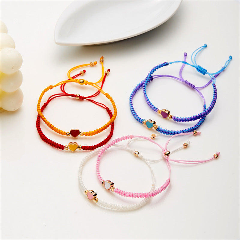 Wholesale new simple dripping heart-shaped woven bracelet Valentine's Day gift sister friendship adjustable bracelet