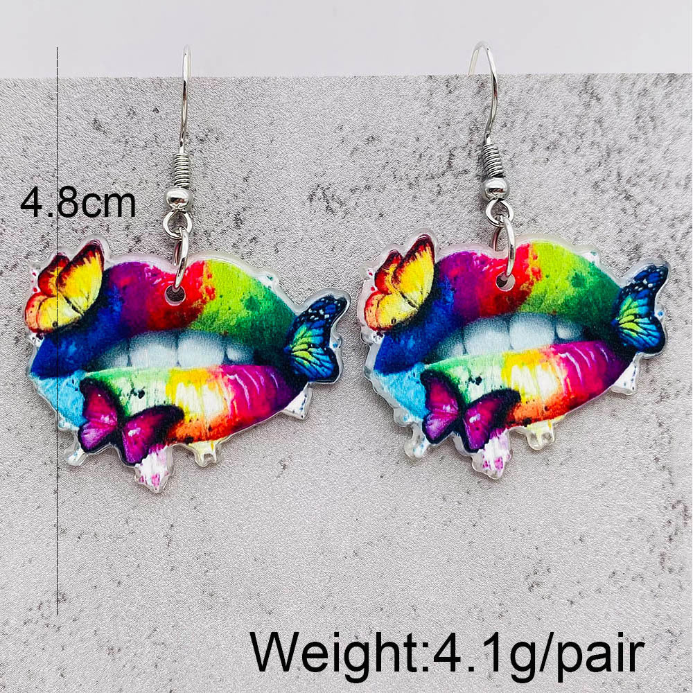 Wholesale Rainbow Mouth Acrylic Earrings