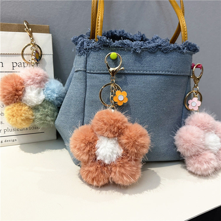 Wholesale Sakura Fur Ball Car Keychain