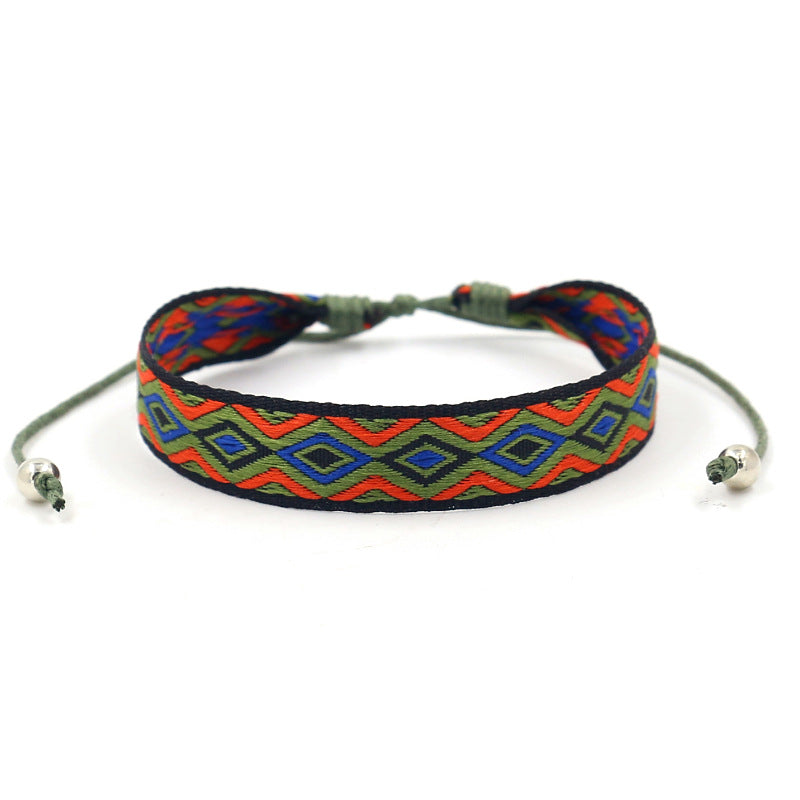 Wholesale Jacquard Geometric Polyester Bracelet