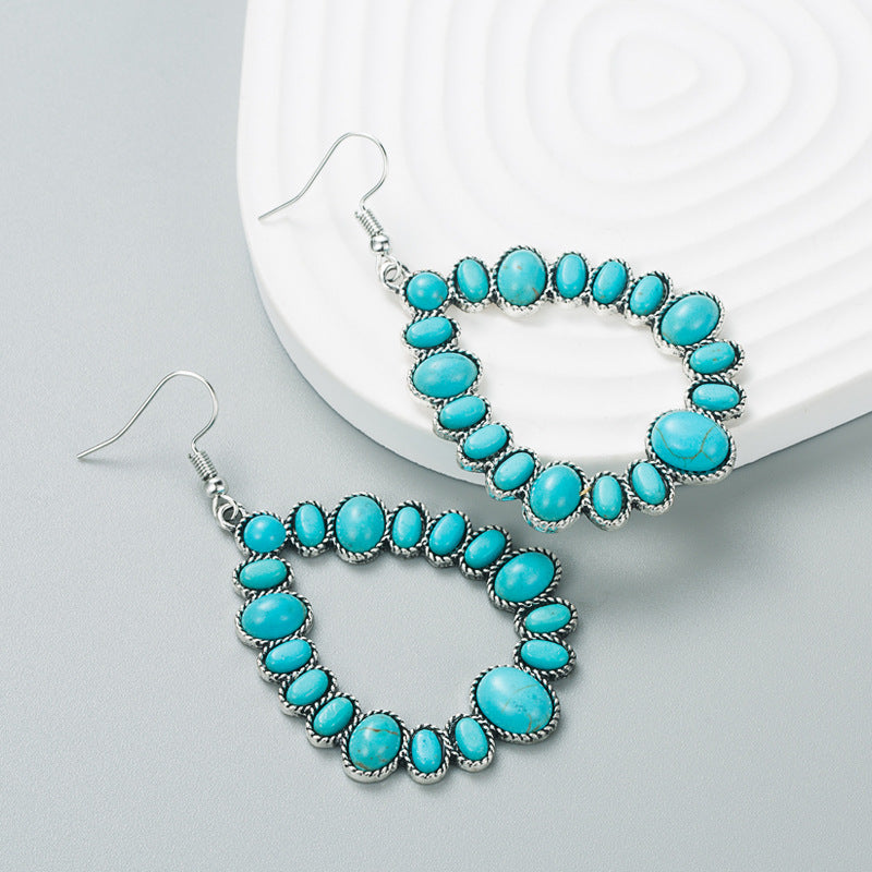 Wholesale Alloy Colored Turquoise Geometric Shape Earrings
