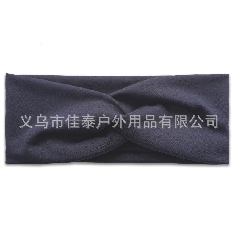 Wholesale Women's Solid Color Cross Hair Band Elastic Wide-brimmed Hair Band Exercise Running Sweat-absorbent Headband