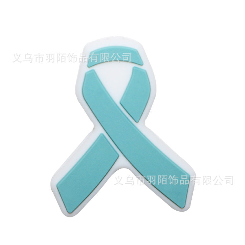 Wholesale 20pcs Cartoon Ribbon Publicity Prevention Awareness Warning Badge Silicone Beads