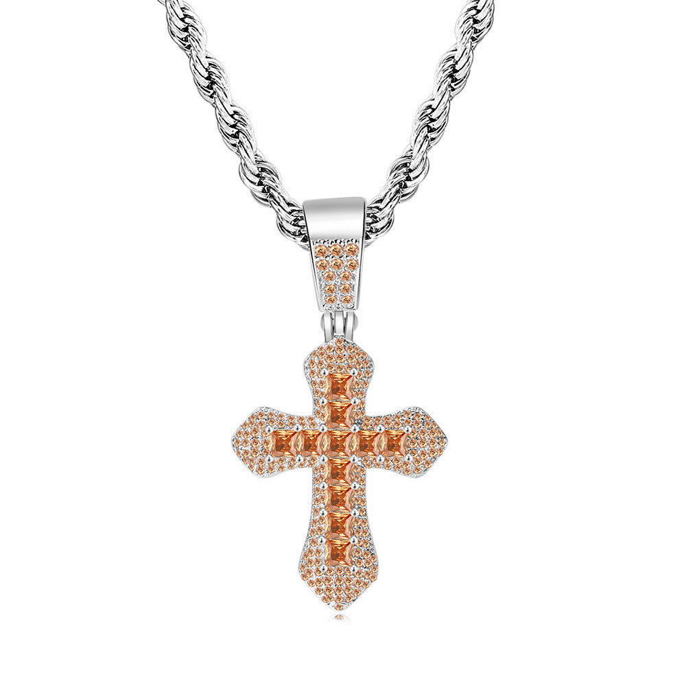 Collares de cobre colgante de circón cuadrado de color cuadrado al por mayor