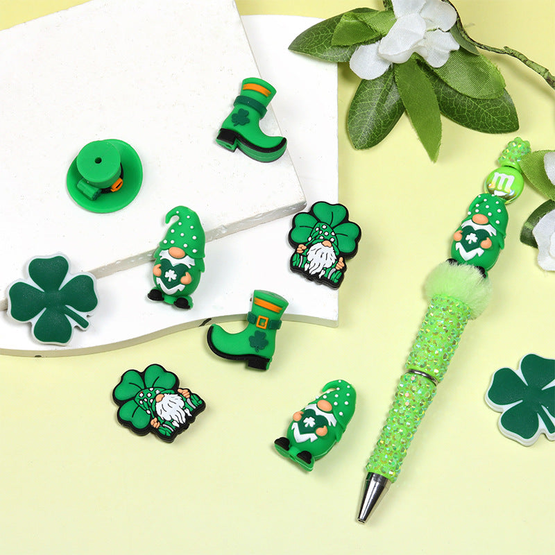 Wholesale 20pcs St.  Patrick' s Day silicone beads DIY Irish festival party beads