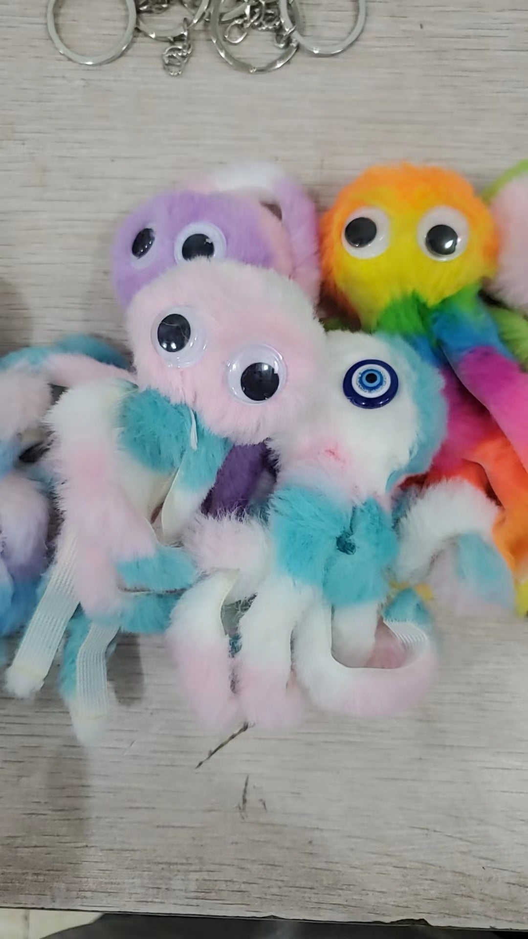 Wholesale Plush Colorful Octopus Keychain