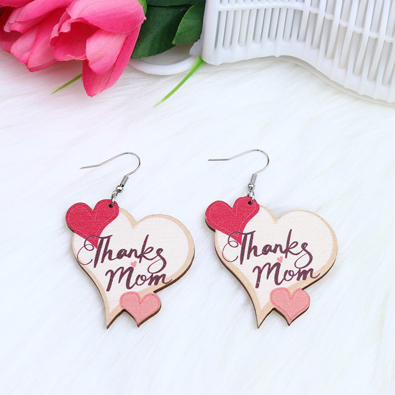 Wholesale MOM Love Dog Claw Wooden Earrings