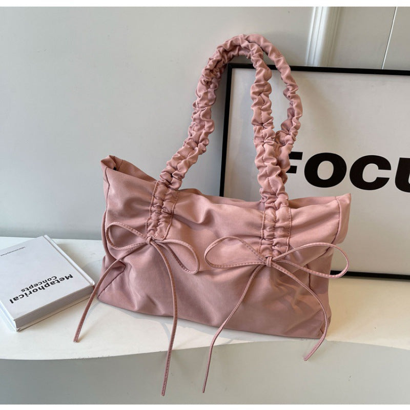 Wholesale Fashion pleated large capacity bow tote bag women's bag shoulder underarm bag