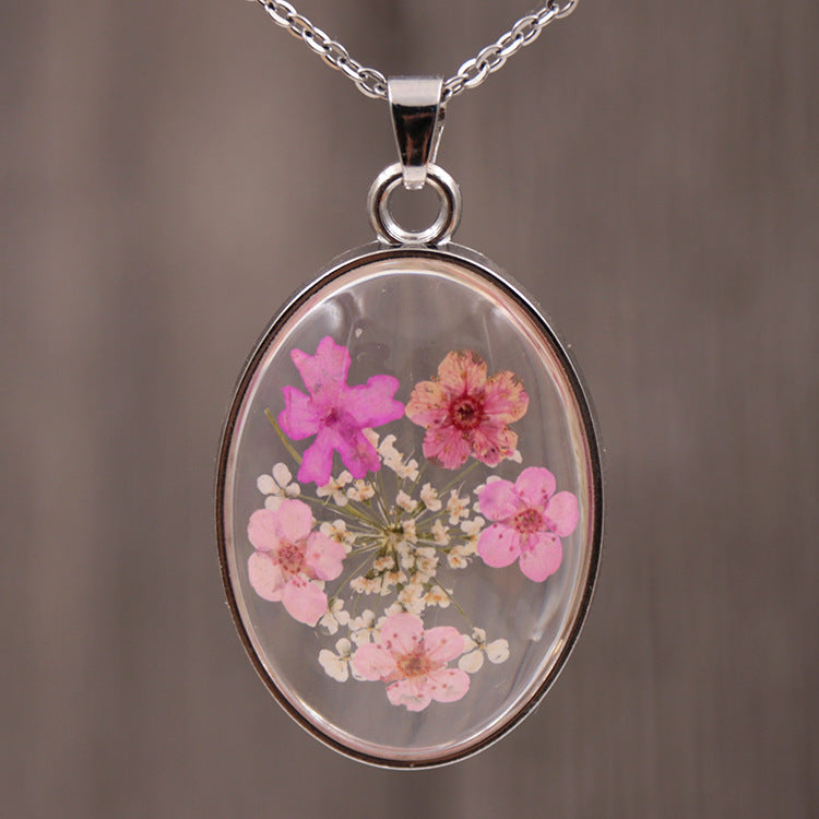 Wholesale 6pcs Creative Handmade Natural Dried Flower Pendant Necklace
