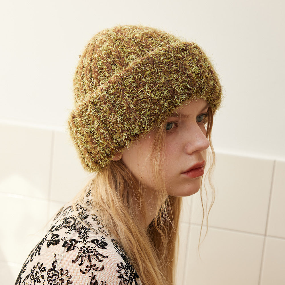 Wholesale Homemade Icelandic Blue Atmosphere Soft Waxy Wool Blended Glacier Blue Wool Hat